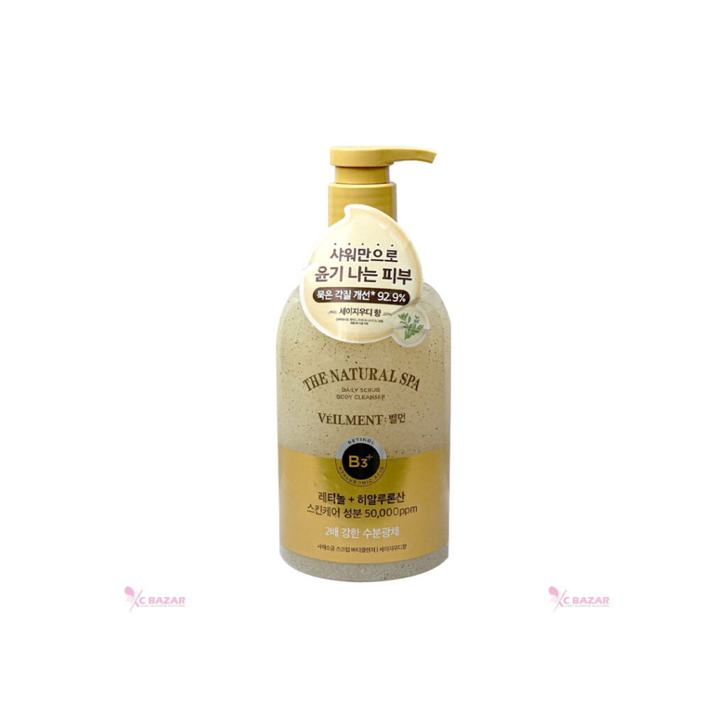 On The Body Veilment Natural SPA Dead Sea Salt Scrub Body Wash Sage Woody Scent 580 ml